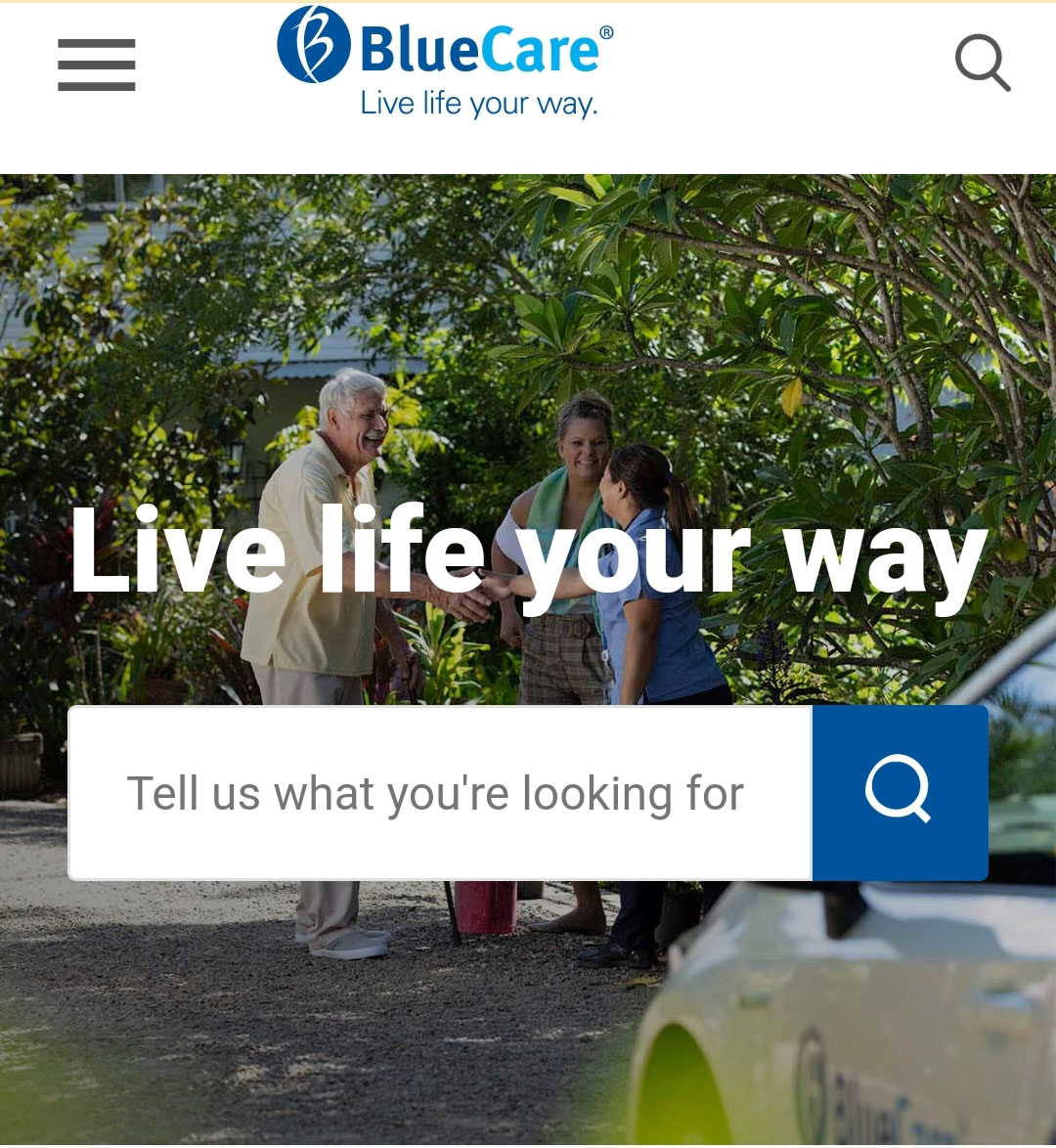 mobile view of bluecare website