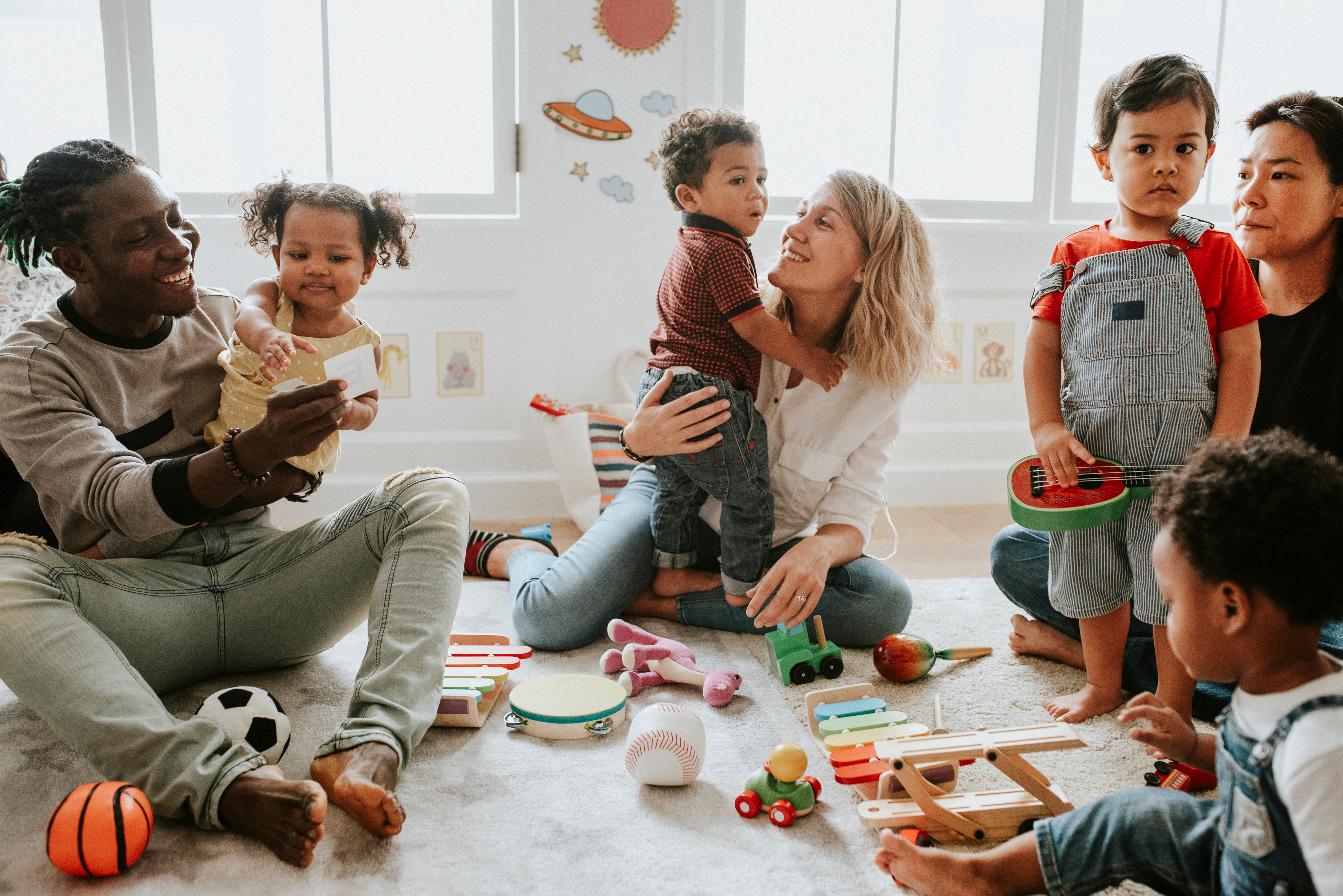 Children and teachers at daycare