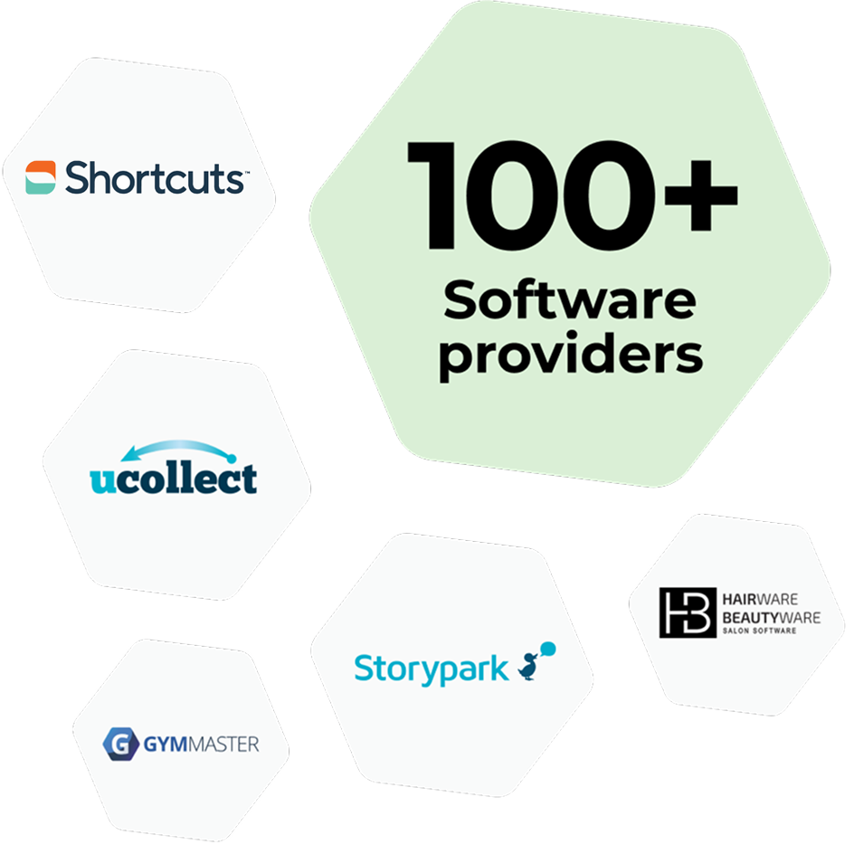 100+ Service Providers including Shortcuts, uCollect, GymMaster, Storypark and Hairwire/Beautywire